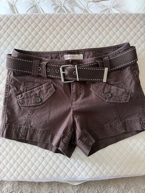 Smart Set Mocha Brown Belted Utility Shorts Size 7